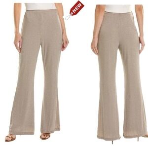 FRENCH CONNECTION Paula Taupe Brown Silver Metallic Stripe Pants in Fungi S NWT